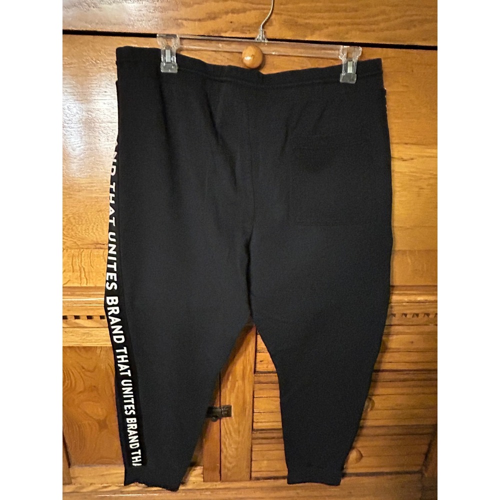 Express Womens XL Black Joggers Stripe 'Brand That Unites' Sweatpants Athletic - Picture 2 of 11
